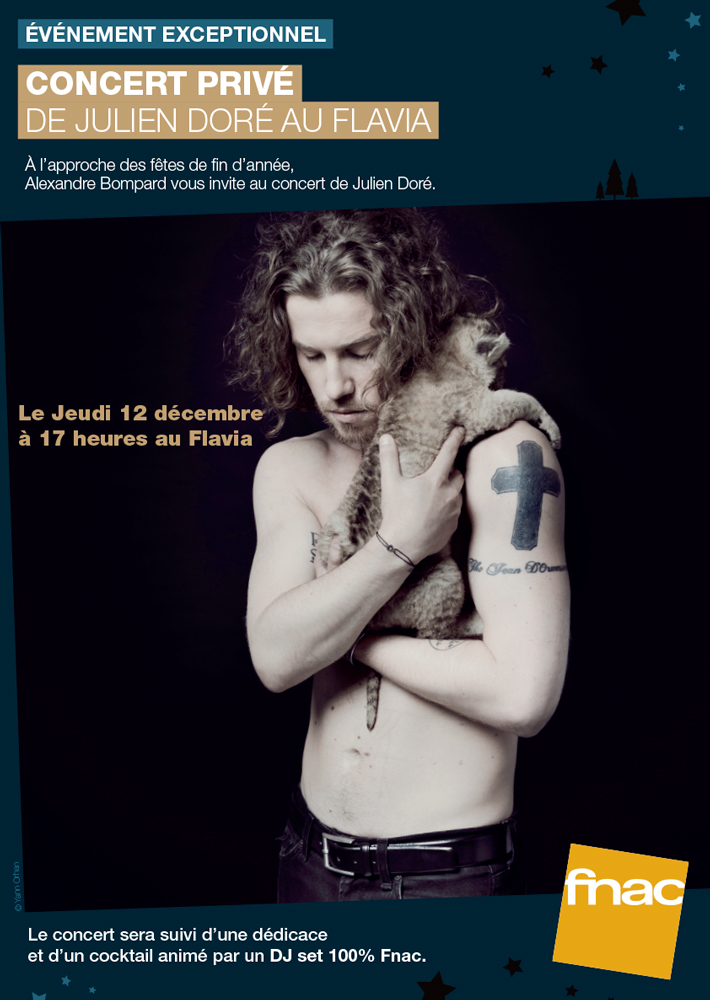 Fnac, Concert interne de Julien Doré, Affiche A3, décembre 2013.